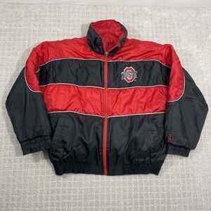 VTG 90s Ohio State Buckeyes Pro Player‎ Sz Large Reversible Puffer Jacket Coat
